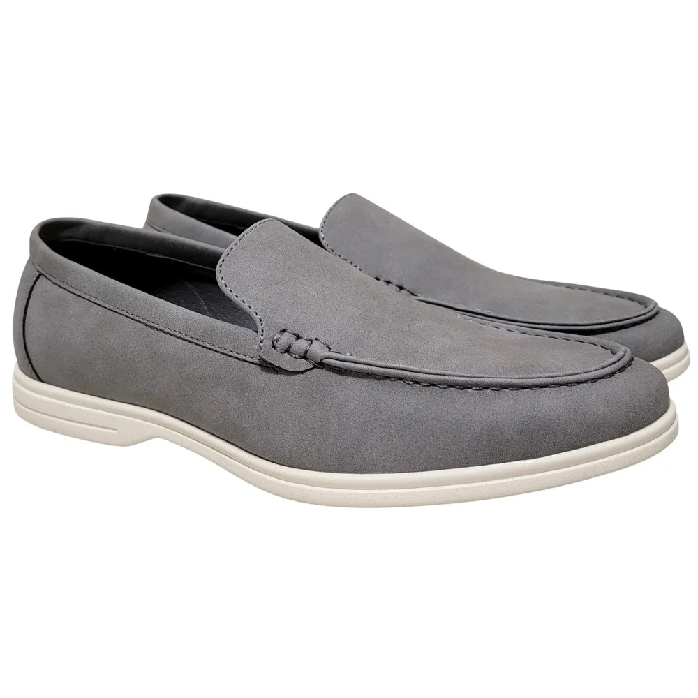 Alfani Men Porter Slip On Moc Toe Loafers Size US 11M Grey Faux Suede